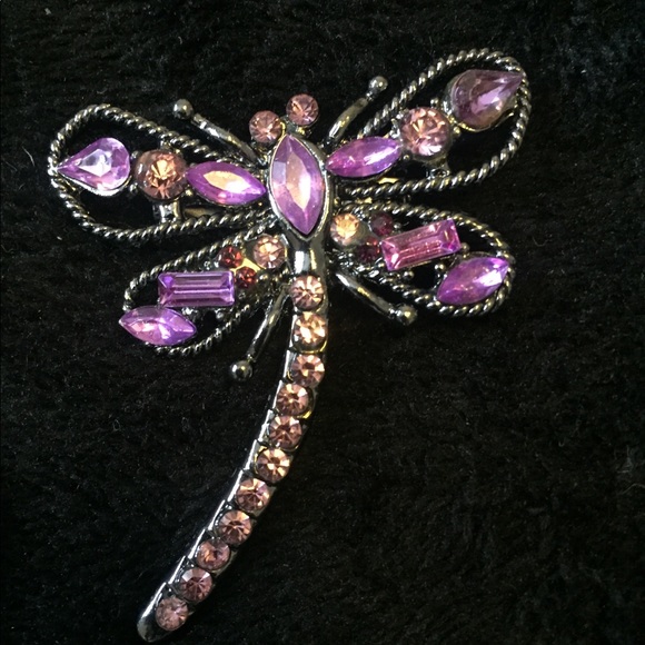 Amethyst Dragonfly Brooch Pin - Picture 1 of 3